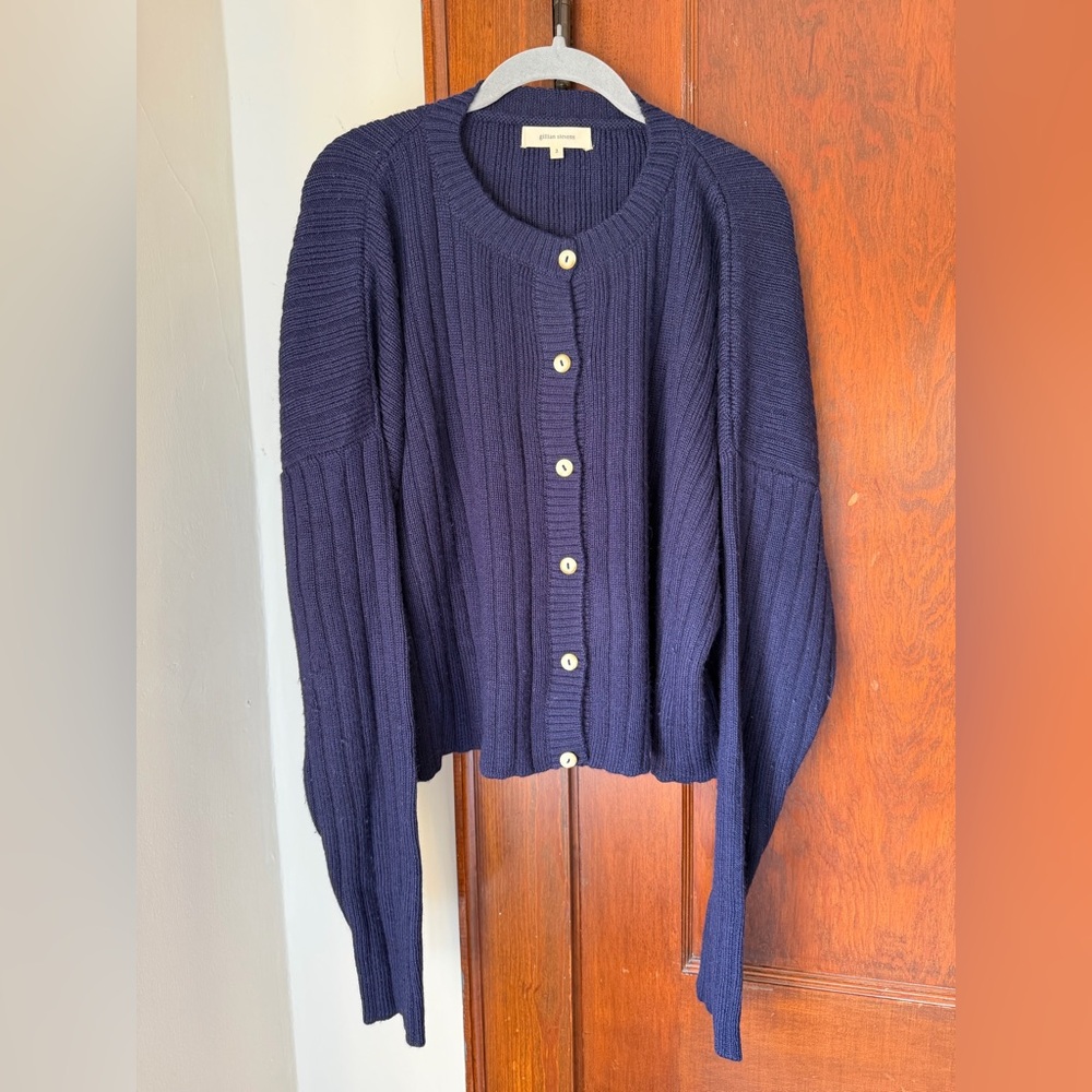 Elegant Navy Button-Up Cardigan